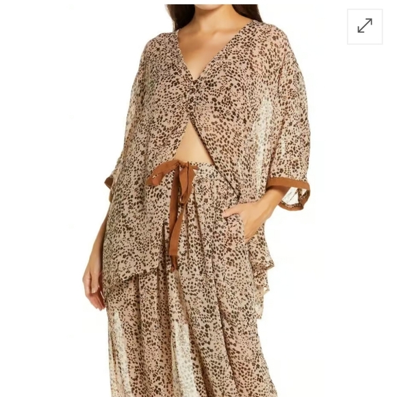 Free People Intimately Sheer Sleepin In Shirt Leopard Print Top Oversized Small - Picture 1 of 9